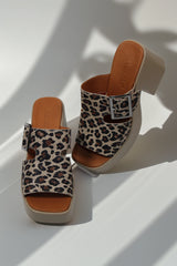 Papuci tip sandale cu toc piele naturala Aeris Leopard