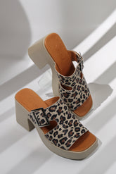 Papuci tip sandale cu toc piele naturala Aeris Leopard