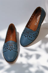 Balerini de dama piele naturala Amarilla Albastra