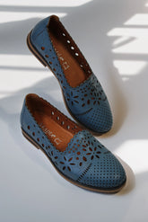 Balerini de dama piele naturala Amarilla Albastra