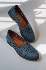 Balerini de dama piele naturala Amarilla Albastra