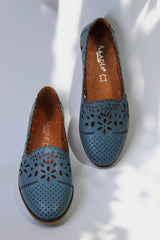 Balerini de dama piele naturala Amarilla Albastra