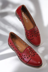 Balerini de dama piele naturala Amarilla Rosu