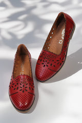 Balerini de dama piele naturala Amarilla Rosu