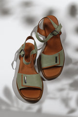 Sandale dama cu toc piele naturala Bahia verde avocado