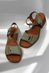 Sandale dama cu toc piele naturala Bahia verde avocado