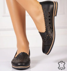 Women's genuine leather ballerinas Amarilla Black