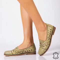 Women's ballerinas in natural leather Amarilla Verde Avocado