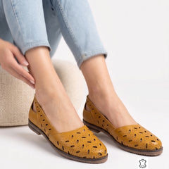 Balerini piele naturala Soleva Mustard