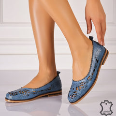 Women's genuine leather ballerinas Amarilla 2 Blue