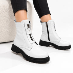 Ghete piele naturala Ankara White