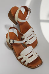 Sandale dama cu toc piele naturala Caleta bej