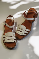 Sandale dama cu toc piele naturala Caleta bej