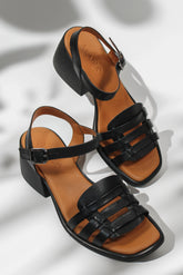 Sandale dama cu toc piele naturala Caleta neagra