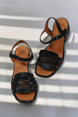 Sandale dama cu toc piele naturala Caleta neagra