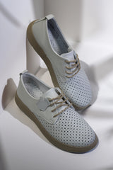 Pantofi dama casual piele naturala Calida alba