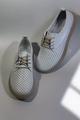 Pantofi dama casual piele naturala Calida alba