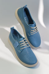 Pantofi dama casual piele naturala Calida albastra