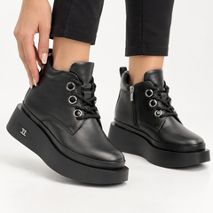 Ghete piele naturala Nuts Black
