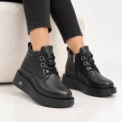 Ghete piele naturala Nuts Black