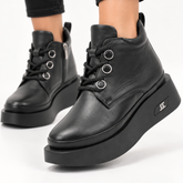 Ghete piele naturala Nuts Black