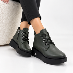 Ghete piele naturala Nuts Green