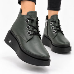 Ghete piele naturala Nuts Green