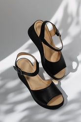 Sandale dama cu platforma piele naturala Ankara Neagra