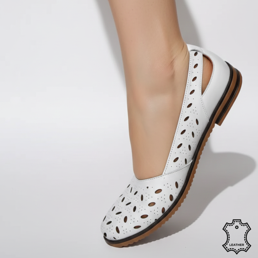 Detaliu design minimalist balerini albi
