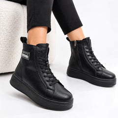Ghete piele naturala Lille Black