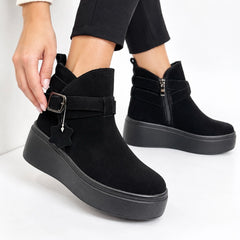 Ghete piele intoarsa Lahey Black