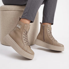 Ghete piele naturala Lille Beige