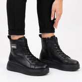 Ghete piele naturala Lille Black