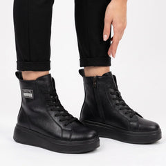 Ghete piele naturala Lille Black