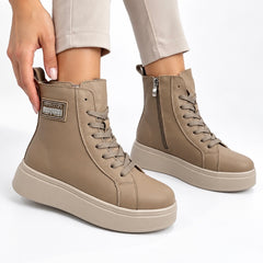 Ghete piele naturala Lille Beige