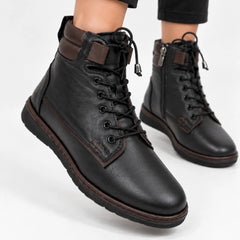 Ghete piele naturala Alanya Black/Brown