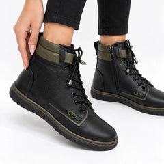 Ghete piele naturala Alanya Black/Green