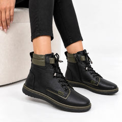 Ghete piele naturala Alanya Black/Green