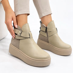 Ghete piele intoarsa Lahey Khaki