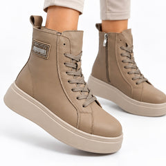 Ghete piele naturala Lille Beige