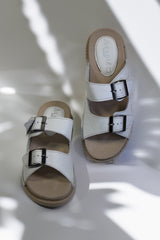 Papuci piele naturala Lucida alba