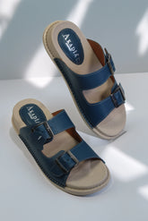 Papuci piele naturala Lucida Albastra