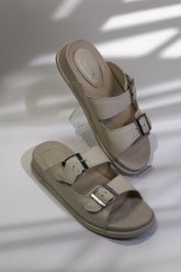 Papuci piele naturala Lucida bej