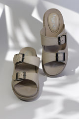 Papuci piele naturala Lucida bej