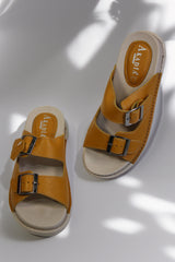 Papuci piele naturala Lucida Galben