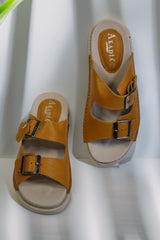 Papuci piele naturala Lucida Galben