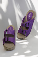 Papuci piele naturala Lucida mov