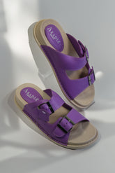 Papuci piele naturala Lucida mov