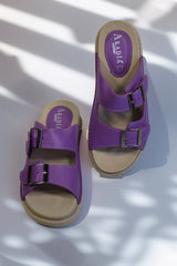 Papuci piele naturala Lucida mov