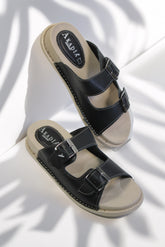 Papuci piele naturala Lucida neagra